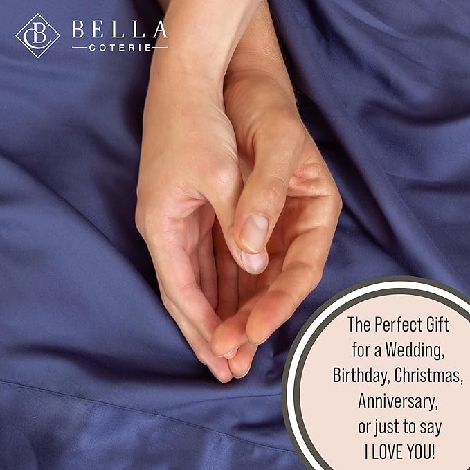 Bella Coterie Luxury Bamboo Viscose 34” Split Top King Size Sheet Set | 1 Fitted Sheet for Sleep Number & Adjustable Beds | 100% Organically Grown | Cooling & Soft | 18” Deep Pocket [Twilight Blue]