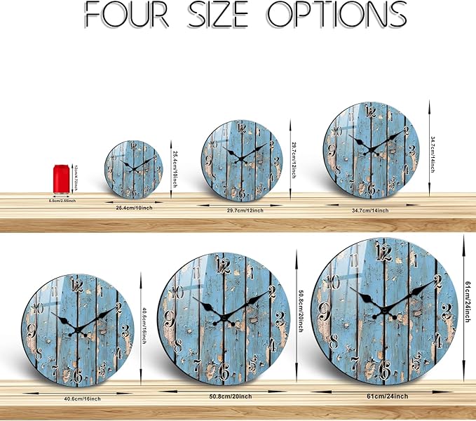 Large Rustic Wall Clock for Dining Room Decor 20 Inch Round Clocks Wooden Coastal Wall-Clocks Silent for Living Room, Kitchen, Farmhouse Battery Operated