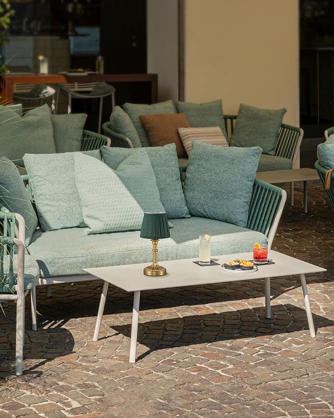 KDG Cordless Portables Table Lamp Set of 2, LED Fabric Shade Small Desk Lamps, 5000mAh Battery Powered Lighting, 2700K Stepless Dimmable Light for Living Room, Dining Room, Bedroom (Bronze+Green)