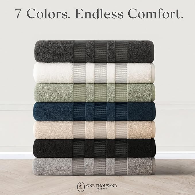 Premium Staple Cotton Bathroom Towel Set - Dark Gray 600 GSM 6-Piece Luxury Bath Towel Set 3 Stripe - 2 Bath Towels, 2 Hand Towels & 2 Washclothes Set - High Absorbent & Quick Dry for Gym, Spa, Hotel