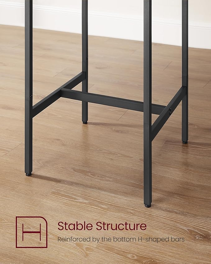 VASAGLE Bar Table and Chairs Set, Square Table with 2 Stools, Dining Pub Set for 2, Space Saving for Kitchen Breakfast, Living Room, Party Room, Ebony Black and Ink Black