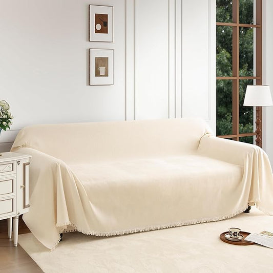 Couch Cover for 3 Cushion Couch Sofa Pet Friendly, Chenille Sectional L Shaped Sofa Cover Washable for Dogs Cats Kids, Leather Furniture Protector Slipcover Decor for Living Room, 71"x134"