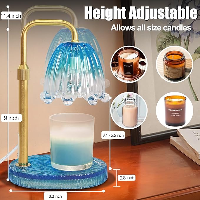 Candle Warmer Lamp with Timer - Electric Wax Melt Warmer with Adjustable Height and Dimmer for Scented Candle Wax, Home Fragrance Décor and House Warming Birthday Gifts for Women Mom