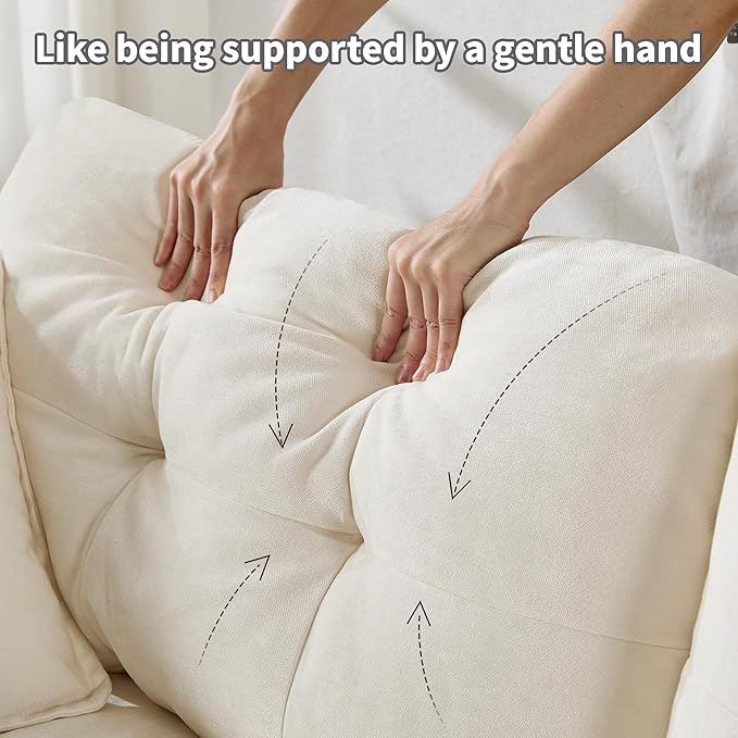 84" Loveseat Sofa, Modern Couches for Living Room,Double-Layer Cushion Cloud Couch with Deep Seat,Super Comfy Chenille Sofas,Sturdy Frame, Easy Assembly for Bedroom, Apartment, Office, Beige