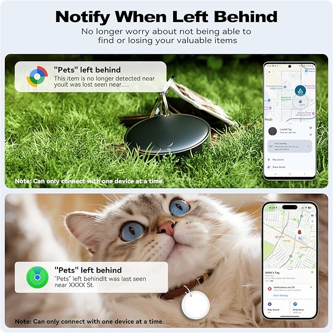 Dual System Smart Tag Tracker for iOS and Android, Smart Bluetooth Tracker Work with Apple Find My or Google Find Hub App, Keys Finder Item Locator, IP67 Waterproof (Macaroon, 4 Pack)