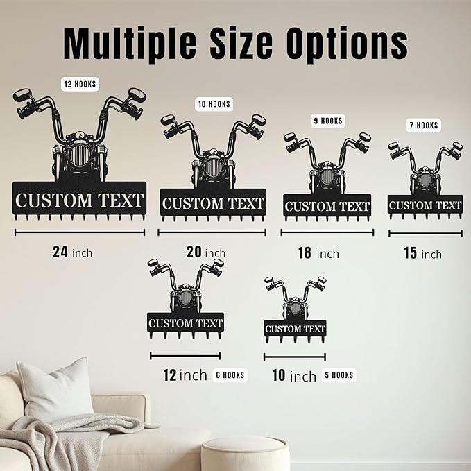 Personalized Key Holder for Wall, Custom Metal Vintage Motorbike Key Hooks with Name, Metal Jacket Holder Hooks Organizer Rack, Coat Hanger Decor for Kitchen, Entryway