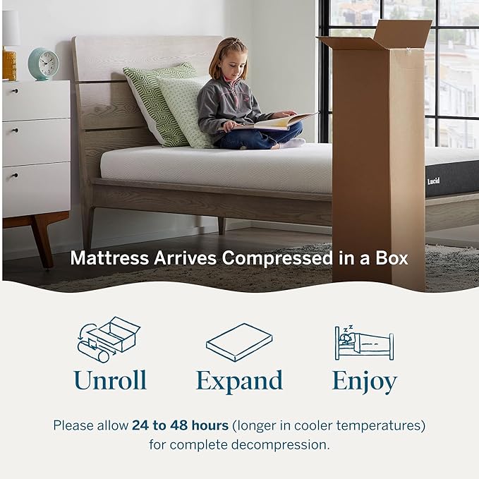 Lucid 6 Inch Memory Foam Mattress – Low Profile – Medium Firm Feel - Infused with Bamboo Charcoal and Gel - Bed in a Box - Temperature Regulating - Breathable - Full Size
