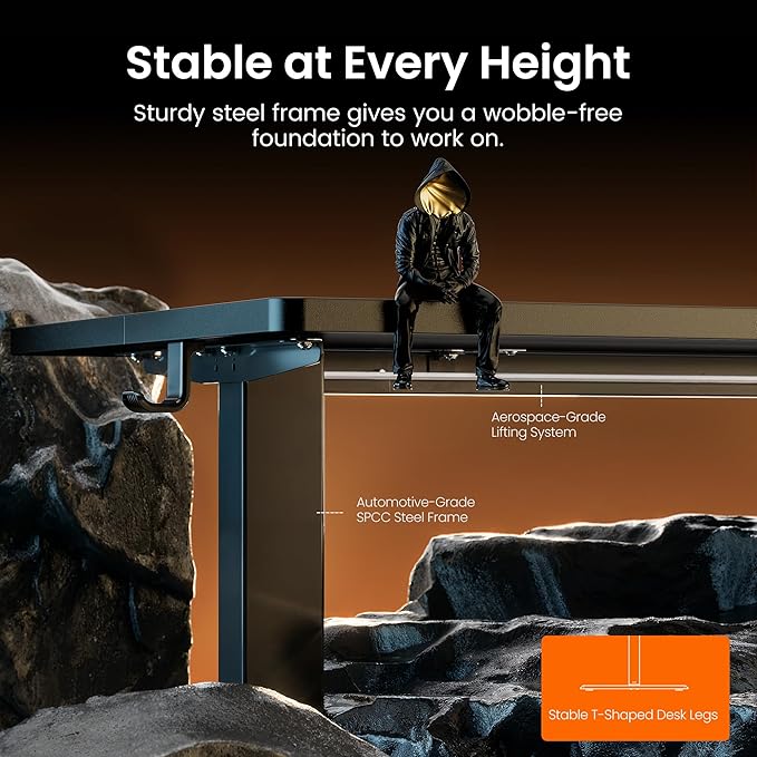 ErGear Height Adjustable Electric Standing Desk, 55 x 28 Inches Sit Stand up Desk, Large Memory Computer Home Office Desk with Two-Piece Desktop (Black)