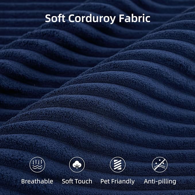 102” Boneless Modular Couch, 3 Seater Cloud Sofa for Living Room, Modern Sectional Sofa with Deep Seat, Comfy Fluffy Loveseat Couch, No Assembly Required,Blue