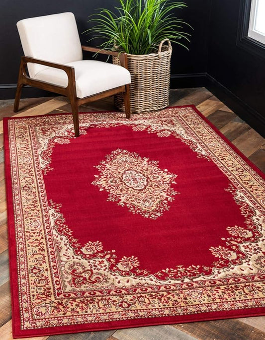 Unique Loom Reza Collection Traditional Persian Style Area Rug, 4 x 6 ft, Burgundy/Ivory
