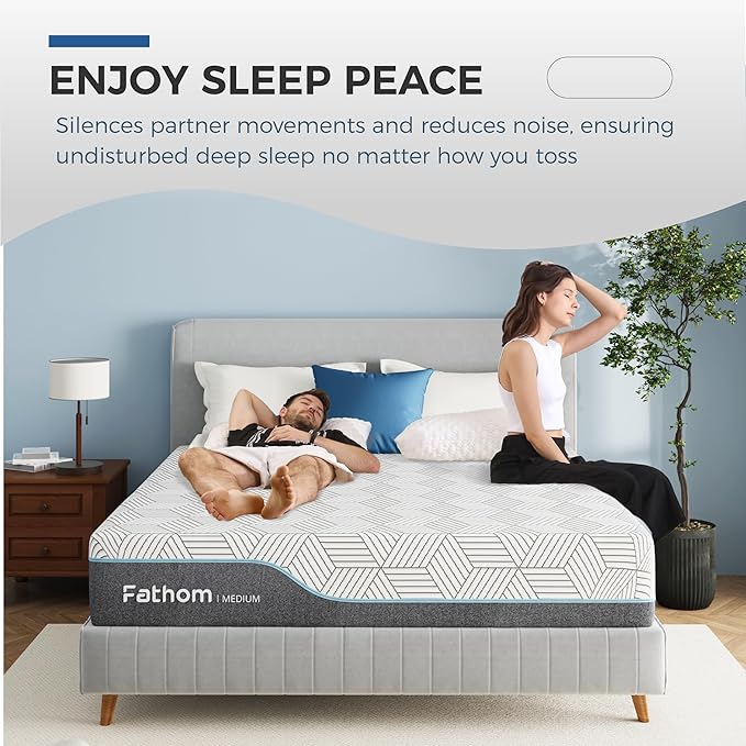 FATHOM Medium King Mattress 10 Inch Memory Foam Mattress King Size Bed in a Box for Back Pain Relief and Cool Sleep with Gel Foam and Removeable Fiberglass Free Cover, CertiPUR-US Certified