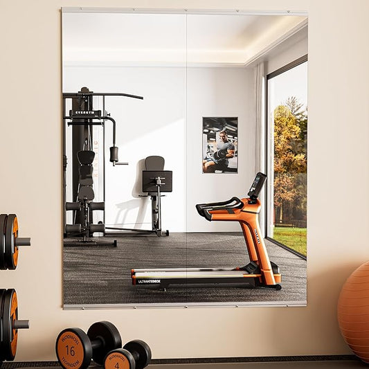 Keonjinn Home Gym Mirror, 60" x 24" - 2PCS Workout Mirrors for Home Gym, Frameless Tempered Glass, Full Body Wall Mirrors for Fitness Exercise, Yoga Room, Dance Studio, Bedroom, Garage