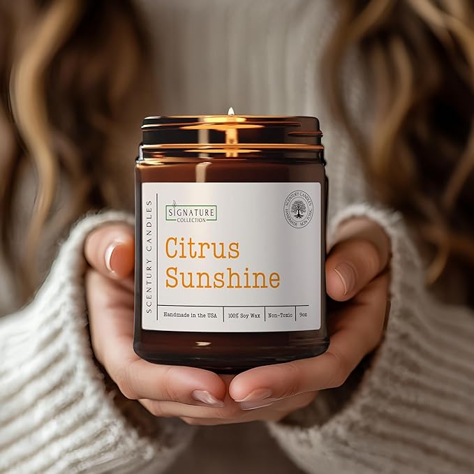 Citrus Sunshine Scented Candle, Many Scents to Choose from, All Natural Non-Toxic Soy Wax, Handmade in The USA (Citrus Sunshine)