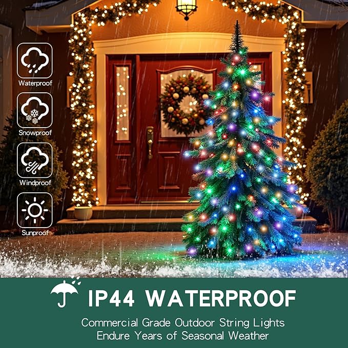 Colored Mini Christmas String Lights Plug in, 200 Count 40 Feet LED Mini Multicolor String Lights, Waterproof Christmas Decorations for Outdoor Indoor Patio Home Party Garden Yard Decor