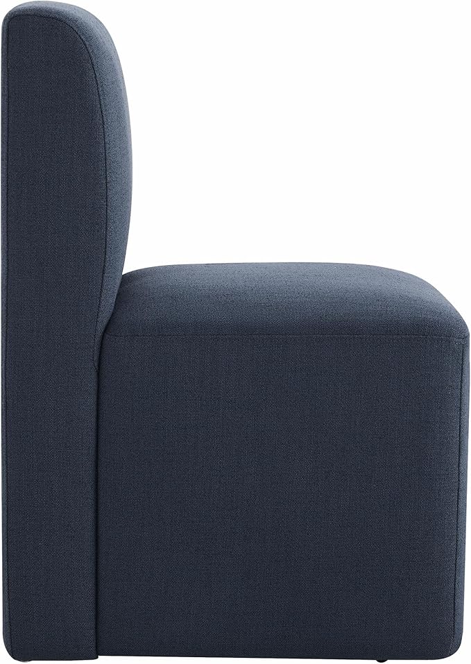 CHITA Dining Chairs with Casters Set of 4, FSC Certified Upholstered Armless Modern Rolling Dining Chairs with Rollers for Bedroom Reading Room Living Room, Insignia Blue