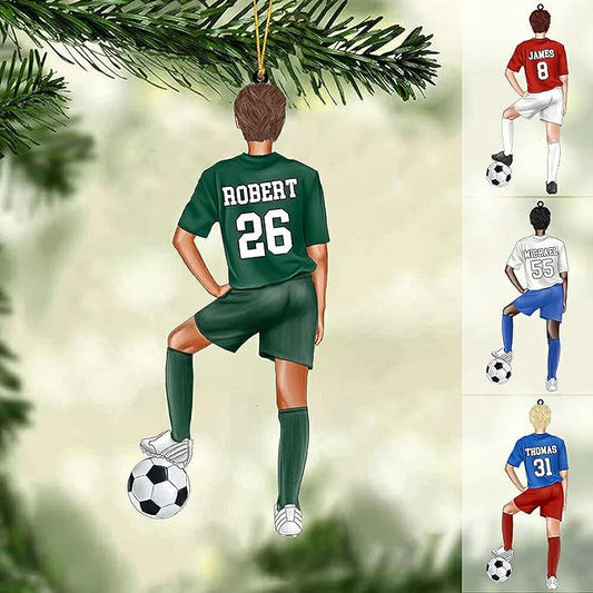 Nazenti Personalized Soccer Christmas Ornament - Custom Girl Soccer Player Ornament, Soccer Women Player Christmas Ornament, Xmas Gifts for Football Lovers Fan, 2D Flat Shape Soccer Car Ornament