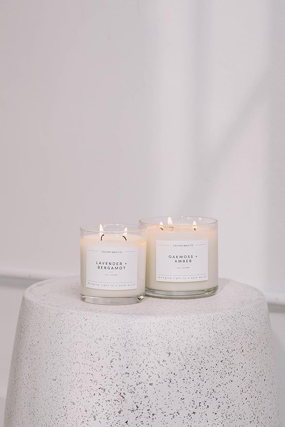 Calyan Wax Co. Apples & Maple Bourbon 3 Wick Scented Candle - 43 Hour Burn - Luxury 3 Wick Soy Candles - Non Toxic Soy Wax Candles - Long Lasting Large Glass Jar Candle for Home - 14.9oz