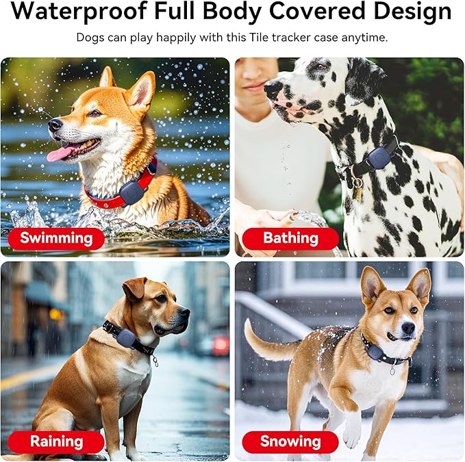 DDJ 2-Pack Dog Collar Holder for Tile Life360 Mate (2024) 2022 Tracker, Waterproof Silicone Cover Full-Body Protective Case for Tile Mate Tracker Cat Collar, Ultra Durable/Scratch Resistant,Navy Blaze