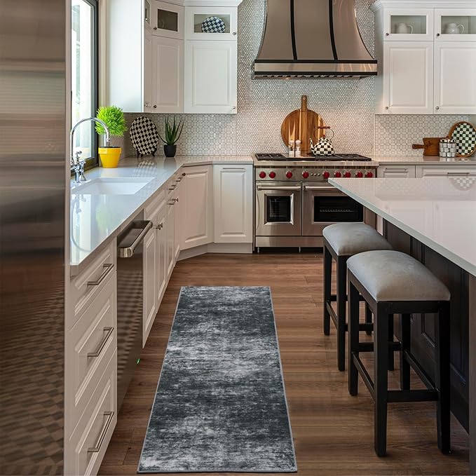 WILLSUN Washable Area Rugs, 2x6 Non-Slip Boho Area Rugs for Kitchen, Living Room, Bedroom, Machine Washable Vintage Rug, Indoor Floral Print Carpet for Home Decor, Kid & Pet Friendly Mat