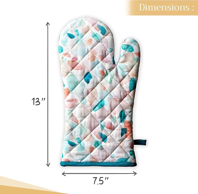 Maison d' Hermine Oven Gloves 100% Cotton Oven Mitt 7" x 13" with Loop Heat Resistant, BBQ, Cooking Gloves, Baking, Grilling, Kitchen, Handling Hot Pans Spring/Summer (Pack of 1, Summer Picnic)