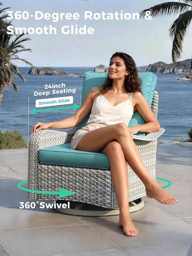 13 Piece Outdoor Wicker Rattan Sectional Sofa Set with Swivel Chairs & Fire Pit Table, 9-Seats with 4" Thickened Cushions & Coffee Table, All-Weather PE Rattan for Garden, Backyard, Porch, Navy