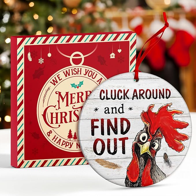 Rooster Ornament - Chicken Ornaments for Christmas Tree, Farm Animal Ornament, Yearly Collection 2025, Ideal for Hangings On Christmas Chicken Tree, Coop-Themed Ornaments
