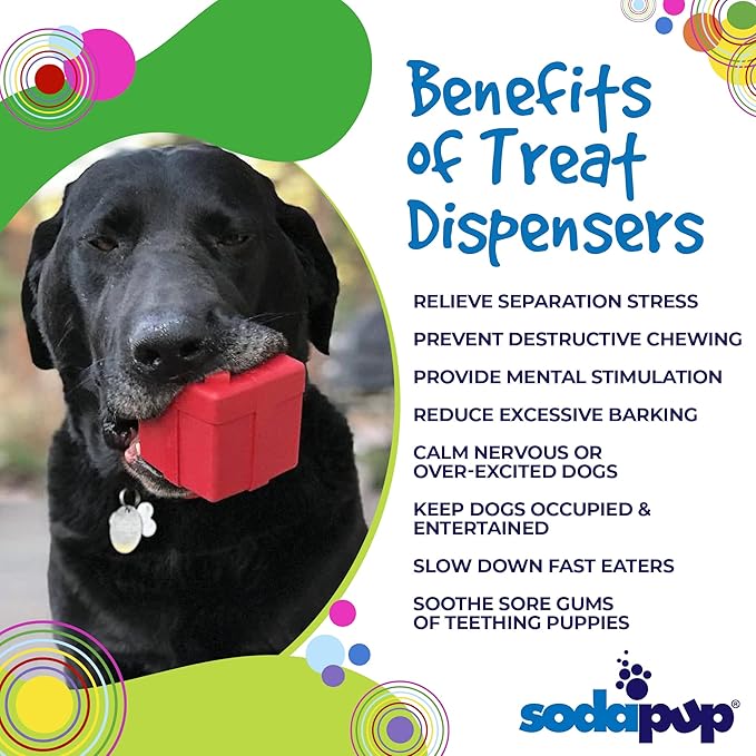 SodaPup Gift Box – Durable Dog Treat Dispenser & Chew Toy Made in USA from Non-Toxic, Pet Safe, Food Safe Natural Rubber Material for Mental Stimulation, Problem Chewing, Calming Nerves, & More