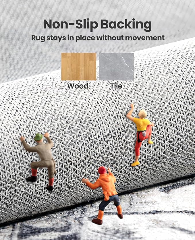 AMADA HOMEFURNISHING 5x7 Area Rugs, Washable Living Room Rug Low-Profile with Non-Slip Backing & Durable Edge Binding, Vintage 5x7 Rugs for Living Room, Bedroom, Dinning Room