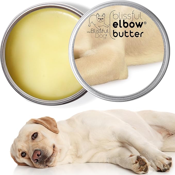 The Blissful Dog Elbow Butter for Dry, Cracked Calluses, Lick-Safe Dog Balm, Soothing Elbow Balm with Moisturizing Shea Butter, Almond, Olive, and Essential Oils, Pet Supplies, 2 oz. Tin