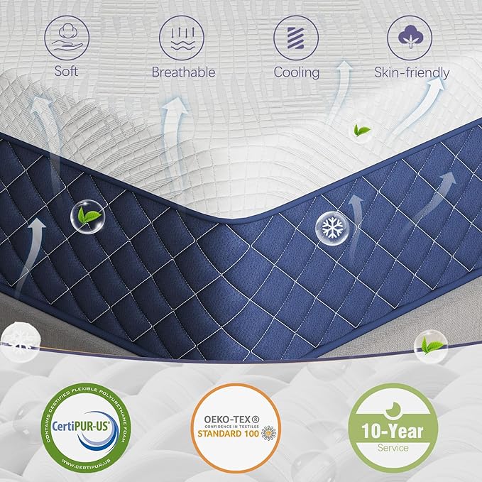 Queen Mattresses, 14 Inch Hybrid Queen Mattress in a Box, Memory Foam and Individual Pocket Spring Breathable Comfort for Sleep Supportive and Pressure Relief, CertiPUR-US, 60"*80"*14"