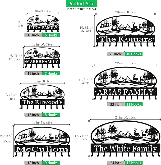 Custom Metal Key Rack Hooks, Personalized Key Holder for Wall, Deer, Grove Theme Wall Decoration Key Hooks, Key Hanger Organizer for Living Room, Entryway, Pet House, Bedroom Decor