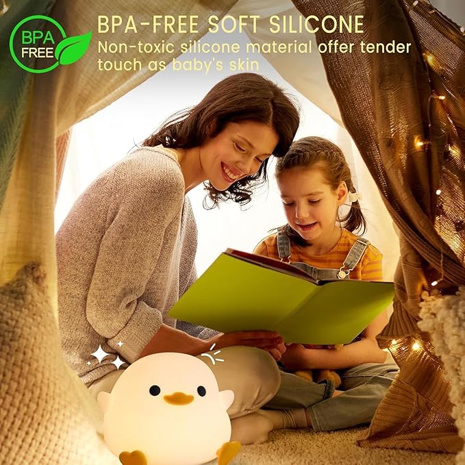 Duck Lamp, Cute DoDo Duck Night Light , Dimmable Ducky Night Lamp, Silicone LED Squishy Nursery Nightlight for Kids , Rechargeable Bedside Touch Animal Lamp, Dorm Decor Xmas Gift Toy for Baby/Kids