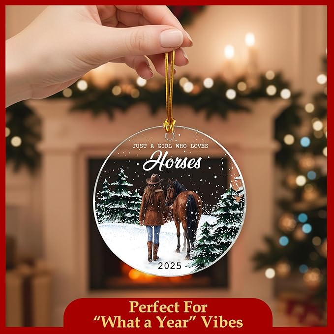 Horse Gifts for Girls 2025 Christmas Ornaments – Wooden Horse Ornaments for Christmas Tree – Durable Horse Ornament Gifts to Animal Lovers, Owners, Men, Women, Kids and Equestrian Fans