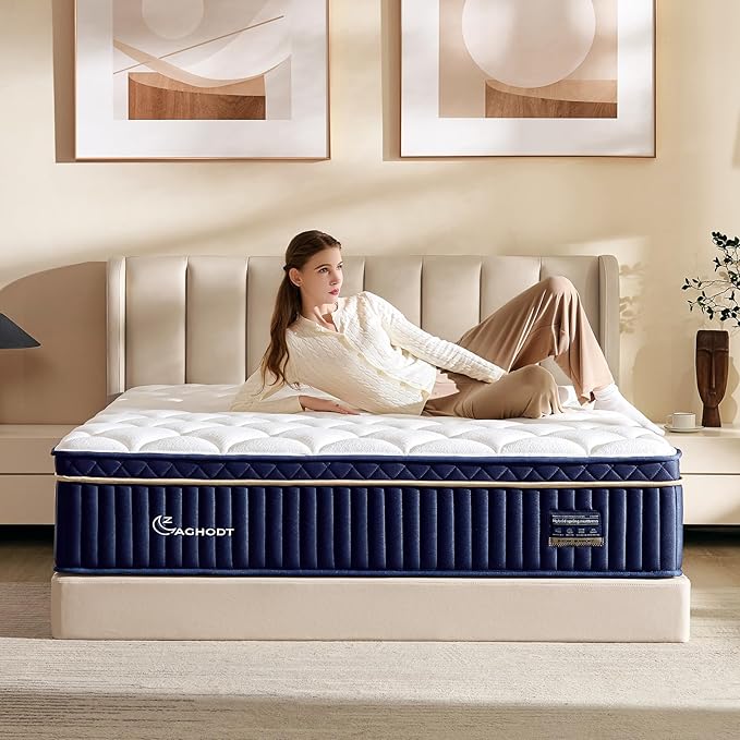 King Mattress, 12 Inch King Size Hybrid Mattress in a Box, Medium Firm Memory Foam mattress, with Individual Pocket Springs, Upgrade Zoned Support, Motion Isolation&Pressure Relief, CertiPUR-US