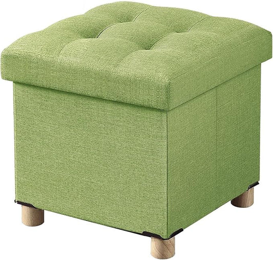 BRIAN & DANY 15 Inches Ottoman with Storage, Square Small Storage Ottoman Foot Rest with Legs, Ottomans Foot Stool for Dorm, Living Room, Entryway (Bright Green)