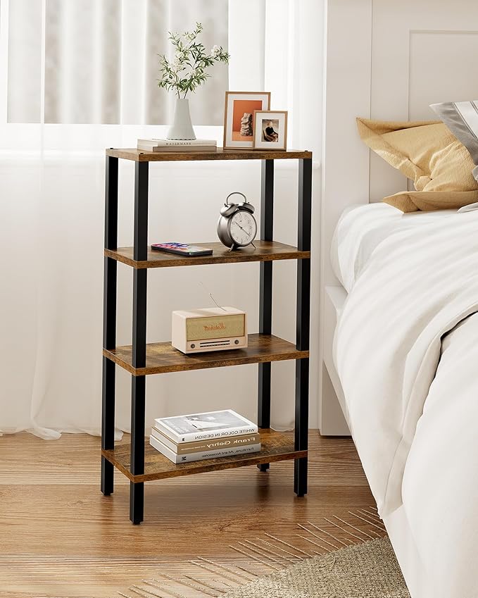 TUTOTAK Small Side Table, Narrow End Table, Skinny Sofa Table, Slim Nightstand, Couch Table, Living Room, Bed Room, Brown TB01BB078