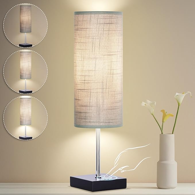 AVV Cordless Table Lamp, 5000mAh Battery Operated Lamp for Night Stand, 3 Modes Battery Powered Wireless Table Lamp, Touch Control Rechargeable Lamp for Bedroom, Living Room, 18 Inch Grey