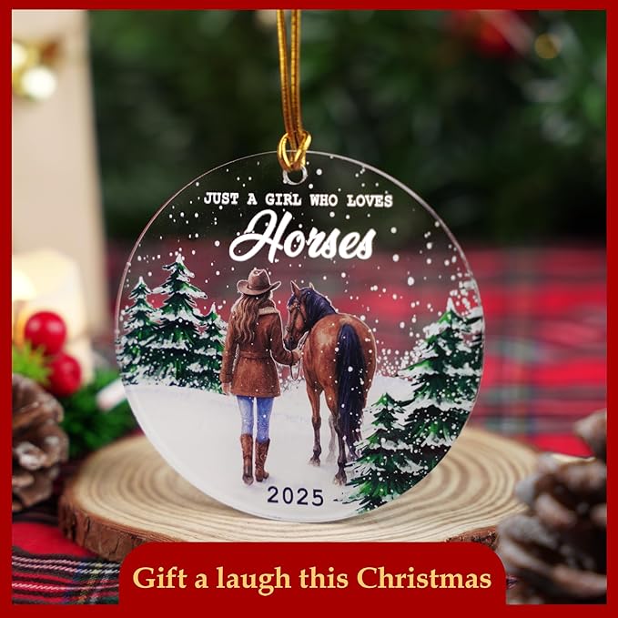 Horse Gifts for Girls 2025 Christmas Ornaments – Wooden Horse Ornaments for Christmas Tree – Durable Horse Ornament Gifts to Animal Lovers, Owners, Men, Women, Kids and Equestrian Fans