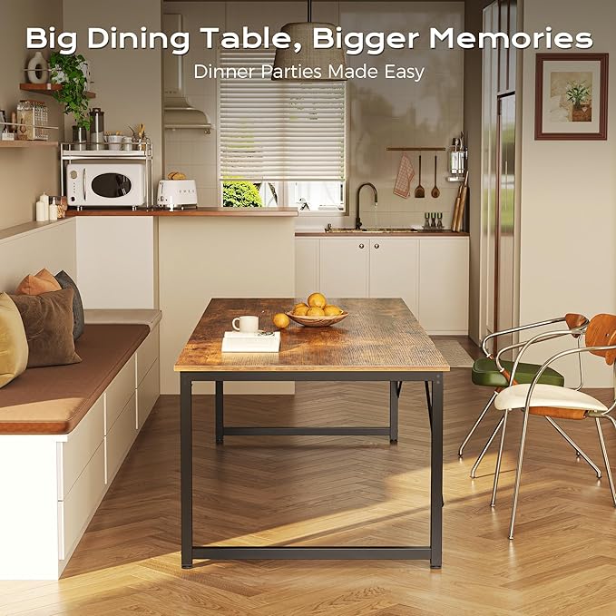 PRAISUN 70.8 X 29.5 Inch Computer Desk with Deeper Desktop, Gaming Office Writing Work Desk for Home Office, Study, Bedroom, Work from Home, Metal Frame, Rustic Brown