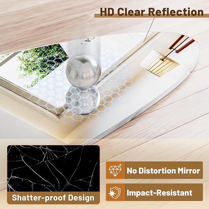 Antok Full Length Mirror, 81"x41" Floor Mirror with Stand,Standing Hanging Leaning Irregular Mirrors for Bedroom Living Room Entryway,Tear Drop Style,Silvery