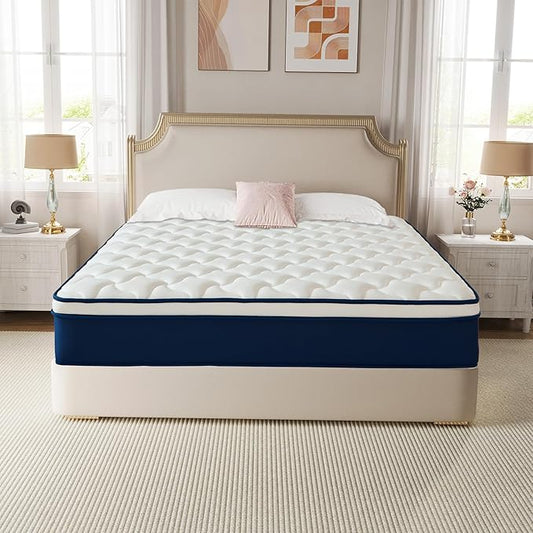 Queen Size 10 Inch Mattress in a Box - Gel Memory Foam & Pocket Springs, Medium Firm for Back Support, Fiberglass-Free, CertiPUR-US Certified, 60x80 Inches, 120-Night Trial (10 Inch, Queen Plush)