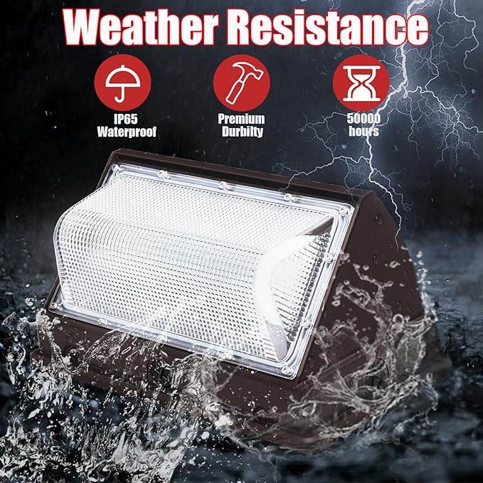120W LED Wall Pack Outdoor, Super Bright Wallpack Lights, 5000K IP65 Waterproof Exterior Security Commercial Wall Mount Flood Lighting for House Building Shop 6 Pack
