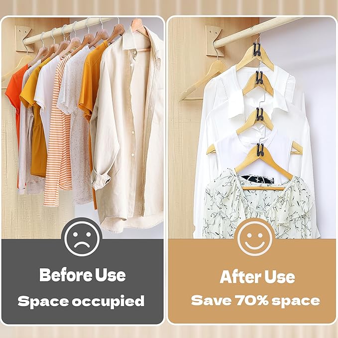 Mlici Clothes Hanger Connectors - 60 Pcs Multi-Level Cascading Hooks, Heavy Duty Plastic Mini Hooks for Space Saver Closet Organizer, Black