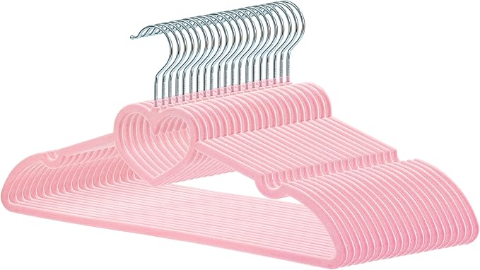 Velvet Hangers 20 Pack, 16" Non Slip Adult Hangers, Slim Clothes Hanger with 360 Degree Swivel Hook - Durable & Cute for Coats, Shirts, Dress (Pink)