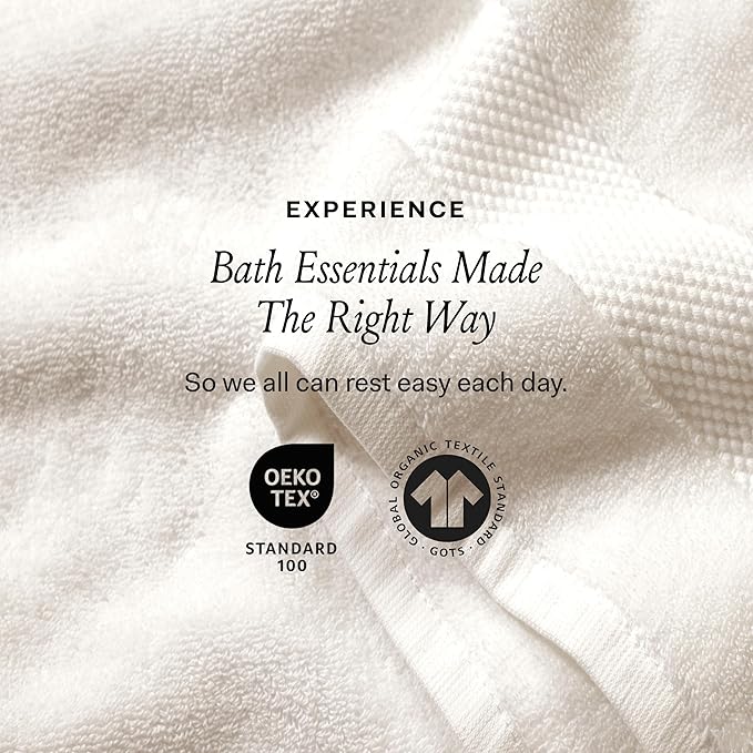 BOLL & BRANCH Plush Bath Sheet Set - Cream - 6 Piece - Includes 2 Oversized Bath Sheets, 2 Hand Towels & 2 Washcloths - 100% Organic Cotton - Ultra Soft & Luxurious - Quick Absorbing