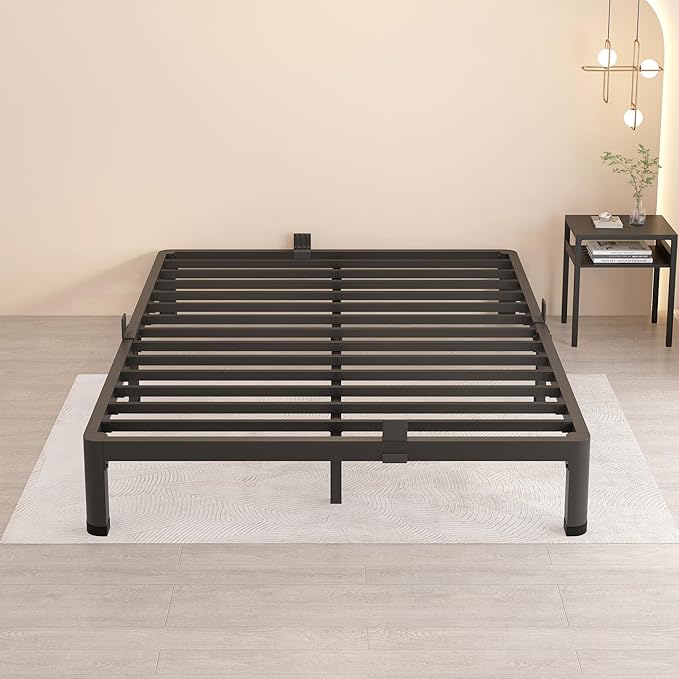 MAF 7 Inch Full Size Metal Platform Bed Frame with Round Corner Legs, 3000 LBS Heavy Duty Steel Slats Support, Noise Free, No Box Spring Needed, Easy Assembly