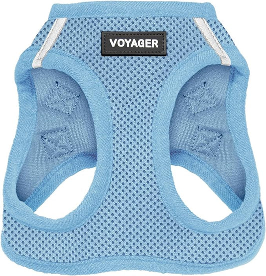 Best Pet Supplies Voyager Step-in Air Harness - All Weather Mesh, Reflective, No Pull Harness for Dogs, Cats - Secure with Hook & Loop Fastener, Buckle, Double D-Rings - Baby Blue, L