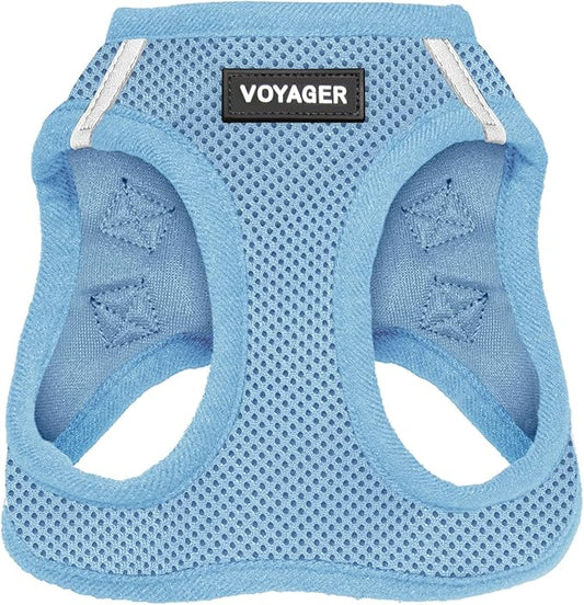 Best Pet Supplies Voyager Step-in Air Harness - All Weather Mesh, Reflective, No Pull Harness for Dogs, Cats - Secure with Hook & Loop Fastener, Buckle, Double D-Rings - Baby Blue, S