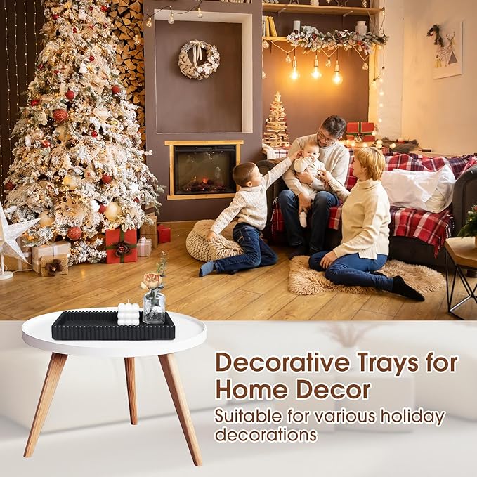 Rectangular Tray for Coffee Table,Modern Decorative Tray,Black Concrete Trays,Home Dining Centerpiece Decor,Decorative Trays for Dining Table,Living Room,Kitchen,Counter