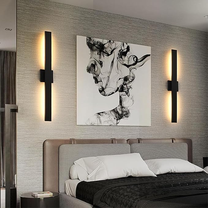 Upgraded 2-Pack 47in Black Long Modern LED Outdoor Wall Lights 3000K 4000K 5000K Dimmable Exterior Wall Sconce Outside Light fixtures for House Garage Front Door